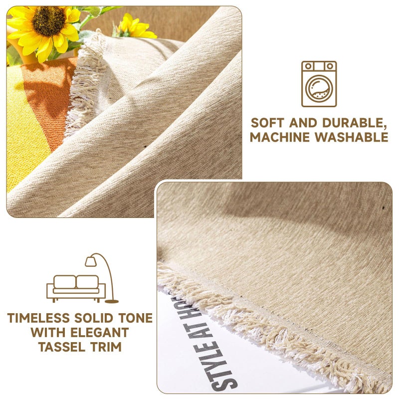 VC Life VClife Beige Couch Cover for Sofa 1 Piece Modern Minimalism Couch Cover for 3 Cushion Couch Sofa Slipcover Washable Soft Chenille Sofa Covers Furniture Protector for Bedroom Living Room 71''x150'' - Image 4